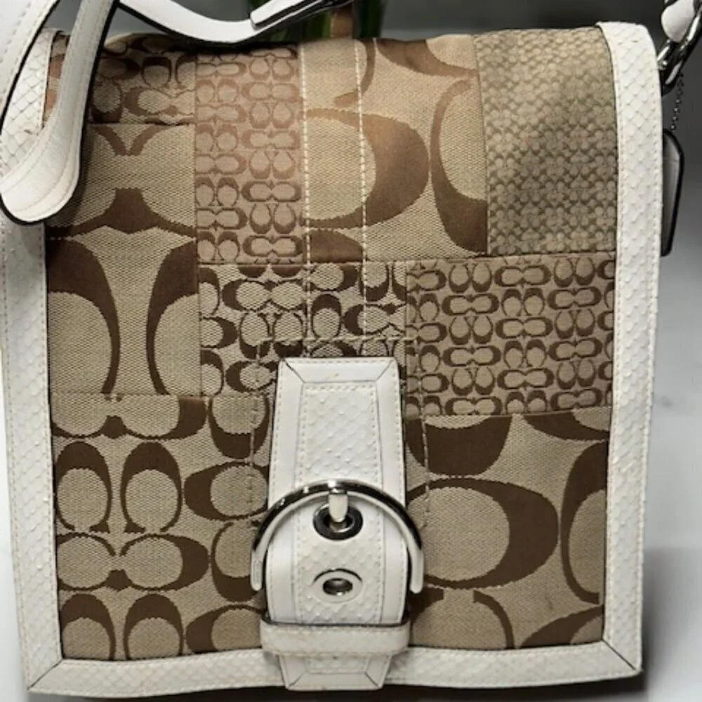 Coach Signature Jacquard Patchwork with Leather & Snake Trim - Picture 2 of 15